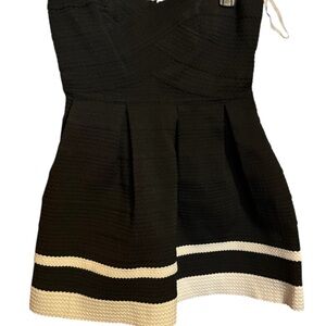 Sans souci dark navy blue white Strapless dress ladies juniors medium sweetheart